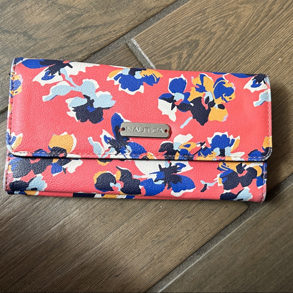 Nautica Floral Wallet - Red and Blue